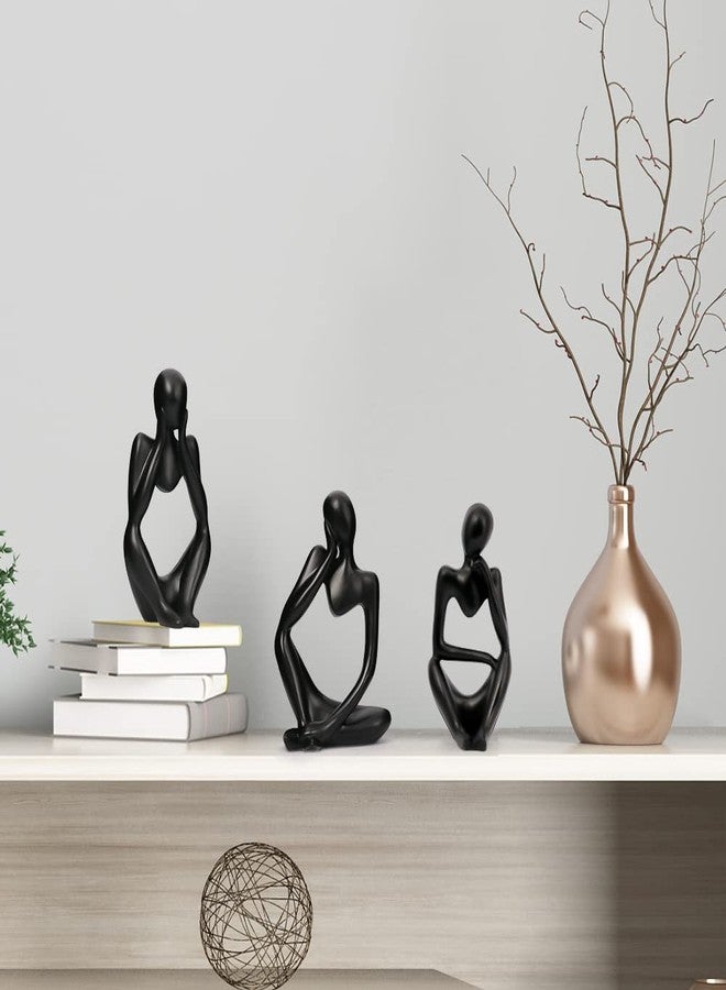 INNOLITES Resin Statue Thinker Style Decoration Abstract Sculptures Collectible Figurines for Home Decor Modern Office Shelf Desktop(Black Left) - Image 5